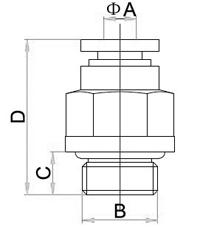 PC-G, Pneumatic Fittings with BSPP thread, Air Fittings, one touch tube fittings, Pneumatic Fitting, Nickel Plated Brass Push in Fittings